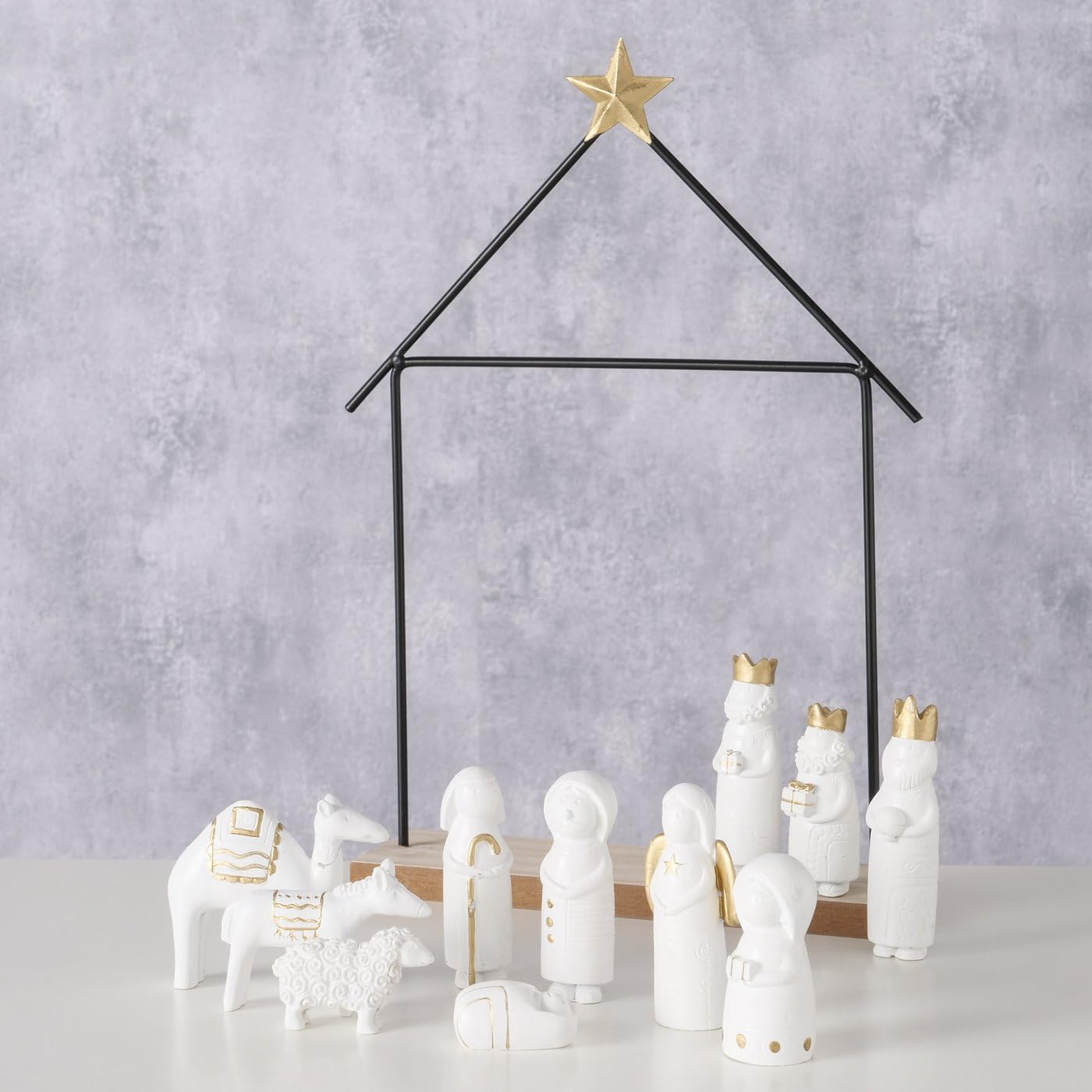 Boltze Home Crèche de Noël minimaliste de l'OTAN, 11 figurines