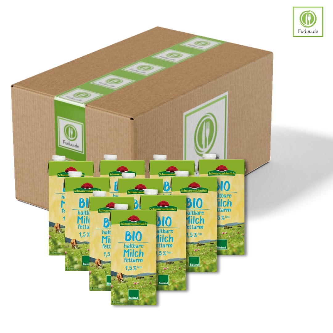 Schwarzwaldmilch Bioland H-Milch 1,5% Fett – Fettarme Bio H-Milch, haltbar, 12 x 1L – regionale Qualität aus dem Schwarzwald | powered by Fuduu.de
