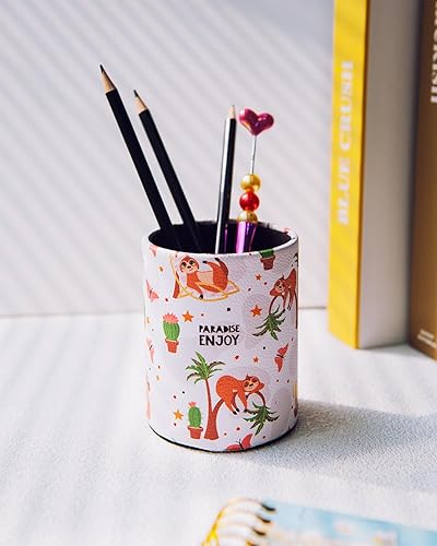 Miniatura 8 de HEYGOO Soporte para bolígrafos de piel sintética, organizador de escritorio para mujeres y niñas, soporte para brochas de maquillaje, regalo ideal