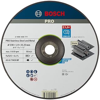 1x PRO Stainess Steel and Metal Longlife Thin Cutting Disc for Large Angle Grinder and Bore 22.23 mm (for Steel, Stainless steel, Ø 230 mm, Professional Accessory Large Angle Grinder)