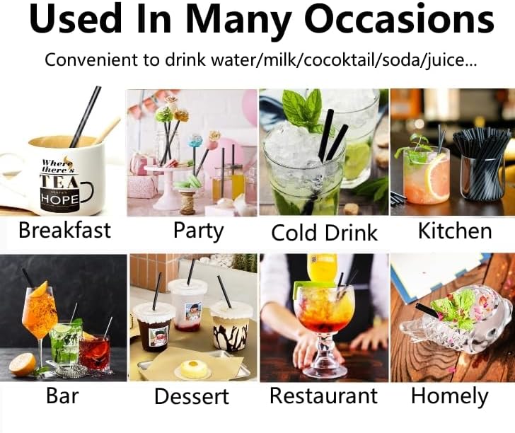 Miniatura 8 de 500 popotes desechables negros, popote recto de 5.12 pulgadas, 0.16 pulgadas de diámetro, para cocina, bar, club, bebidas, leche, refrescos,