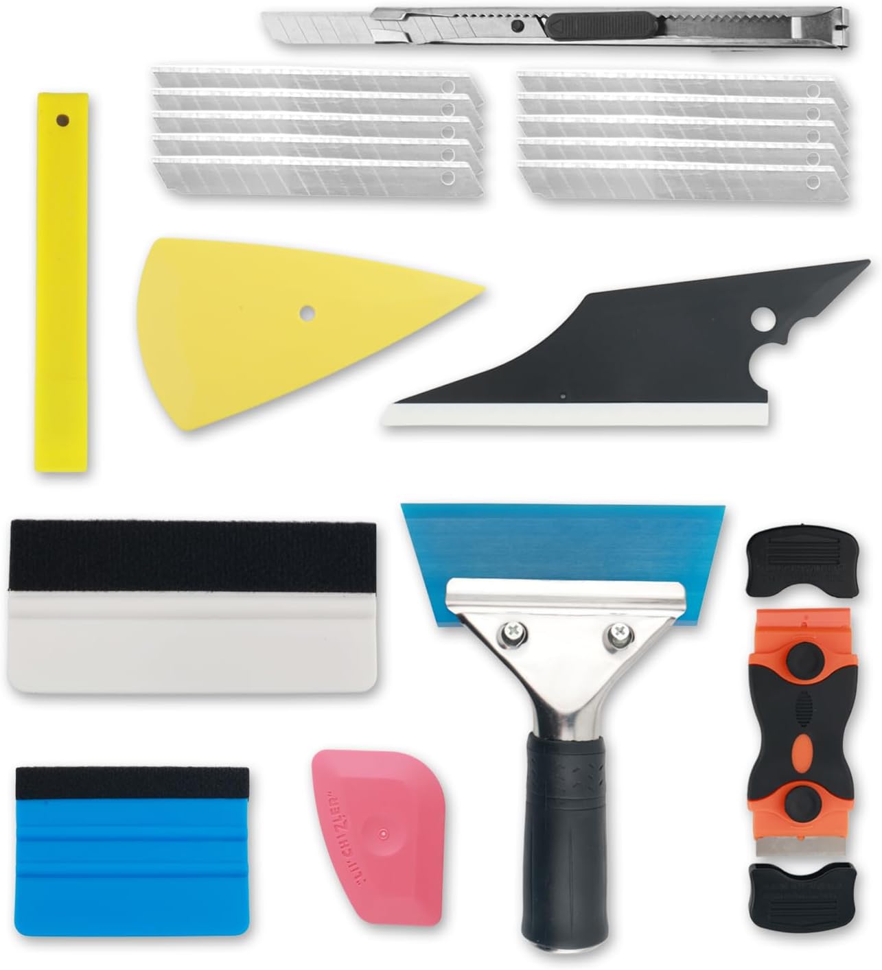 18PCS Car Window Tint Kit,Multi-Purpose Window Tint Car Kit with Felt Squeegees,Scrapers,Cutter,Blades,Portable Windows Tints Tool Cars Tints Kits for Cars Windows Tinting