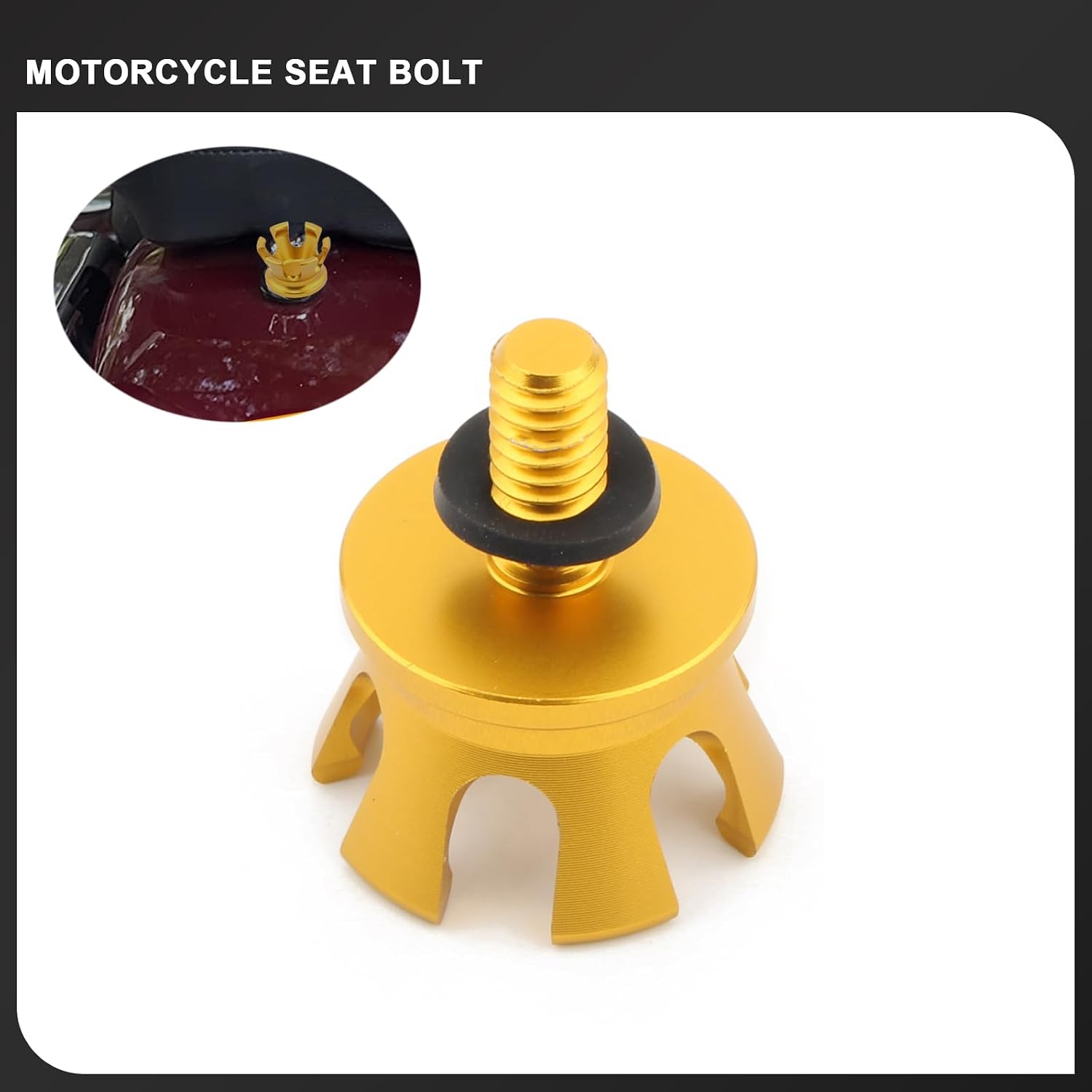 Seat Bolt Screw 1/4"-20 Thread Crown Seat Nut Aluminum for Harley 1996-2024 Sportster 883 1200 Touring Road King Street Glide Dyna Street Bob Softail Fat Boy Wide Glide (Gold)