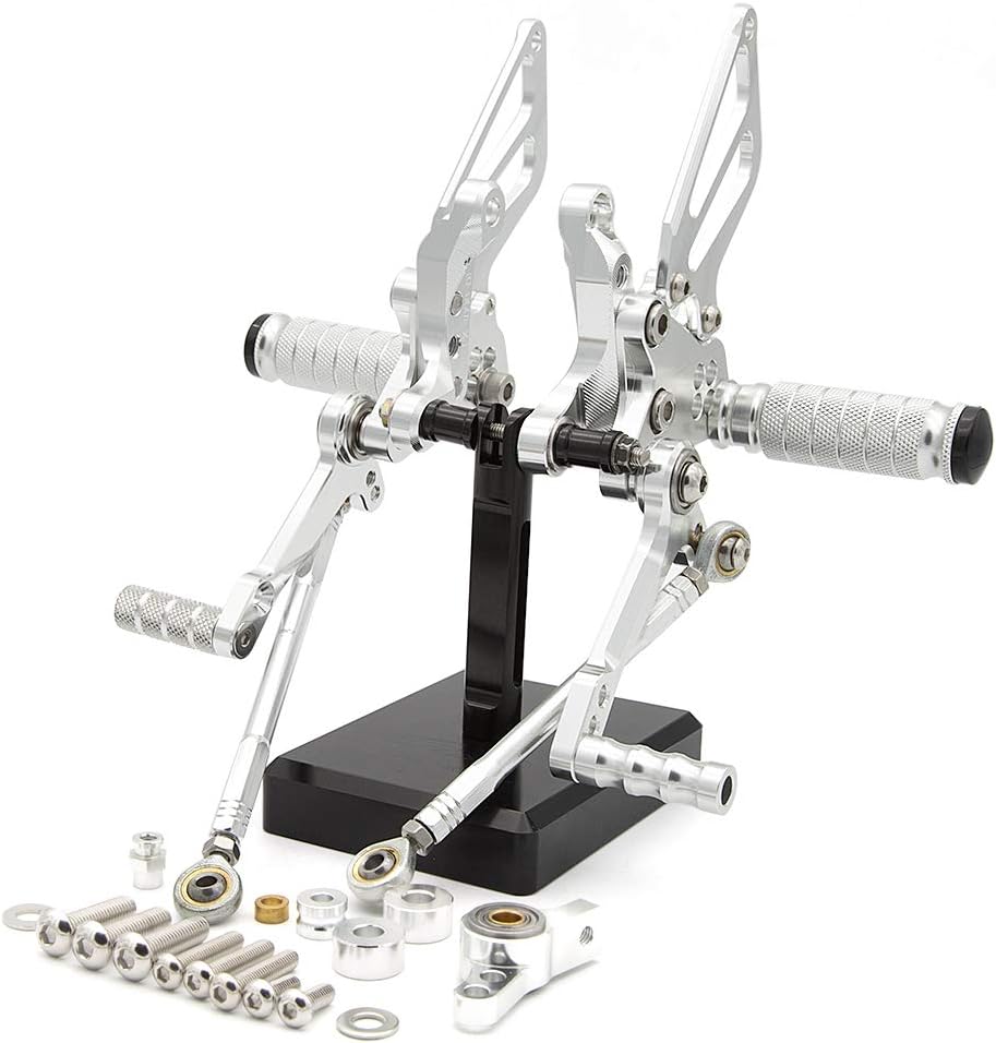 FXCNC CNC 848 Billet Motorcycle Rearset Foot Pegs Rear Set Footrests Fully Adjustable Foot Boards Compatible with 848/848 EV0 2008 2009 2010 2011 2012 2013 Black