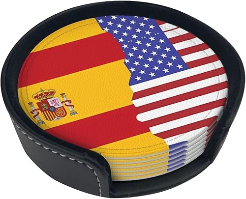 Miniatura 11 de Posavasos de madera vintage con soporte para bebidas con la bandera de Maryland, juego de 6, posavasos redondos impresos para escritorio de café,