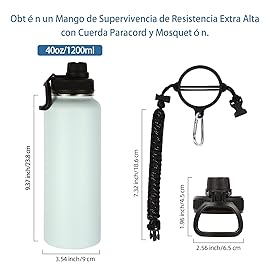 Volhoply Insulated Water Bottles Bulk 8 Pack, 40 oz Stainless Steel Sports Bottle with Paracord Handle Spout Lid, Double Walled Vacuum Metal Travel Cups with Wide Mouth for Adults Hiking(Fog,8 Set)