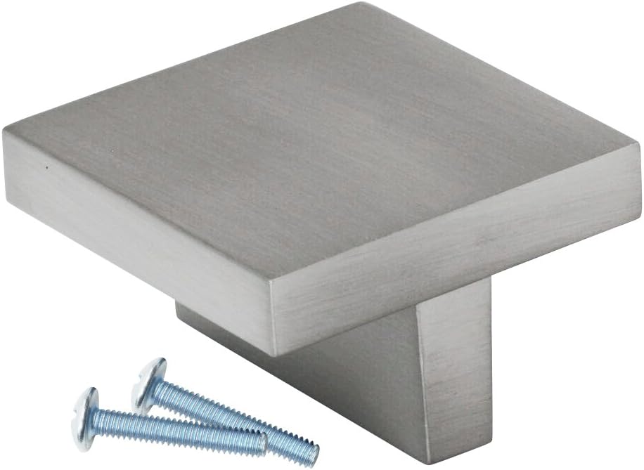 Rok Hardware Modern Square T Style Metal Brushed Nickel 1-21/32" Decorative Kitchen Vanity Dresser Cabinet Drawer Door Knob K14842BN (5)