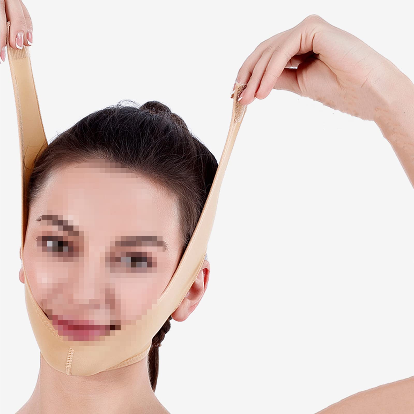 DZQUY Correa Reductora De Mentón Doble para Adelgazar La Cara Cinturón Elevación Línea En V Cinturón Reafirmante para El Cuello Estiramiento Facial para Mujeres,Flesh,M