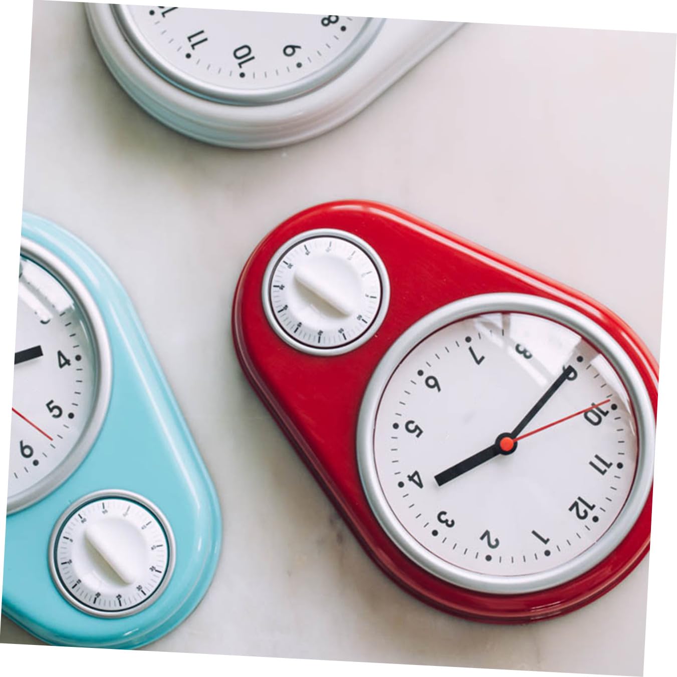 DOITOOL Timer Cucina Meccanico da Parete Blu senza Batteria Design Moderno Facile da Appendere Timer Domestico Multifunzione per Cucina e Decorazione
