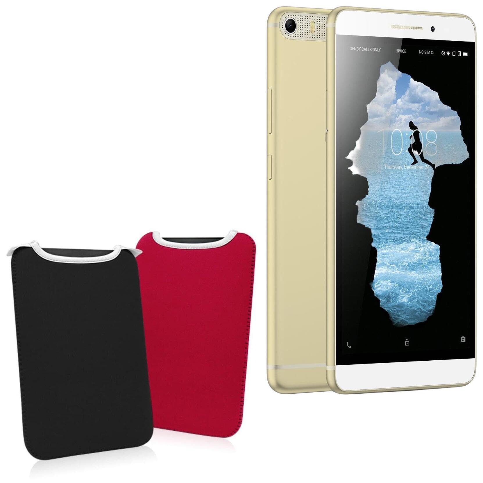 BoxWave Case Compatible with Lenovo PHAB Plus - SlipSuit, Soft Slim Neoprene Pouch Protective Case Cover - Jet Black/Crimson Red (Reversible)