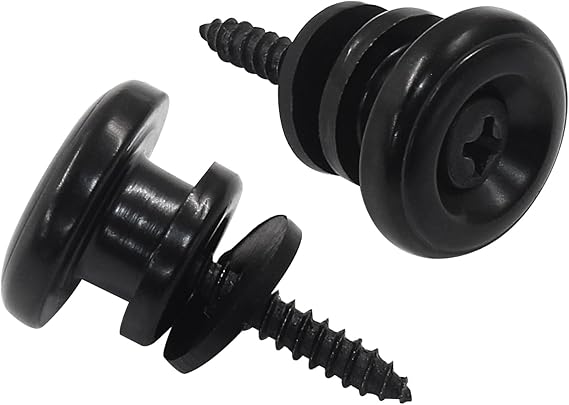 Piutouyar 2 Pack Metal Guitar Strap Locks, Black Mushroom Style Strap Buttons Electric Guitar Strap Locks for Guitar Bass Ukulele