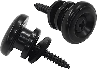 Piutouyar 2 Pack Metal Guitar Strap Locks, Black Mushroom Style Strap Buttons Electric Guitar Strap Locks for Guitar Bass Ukulele