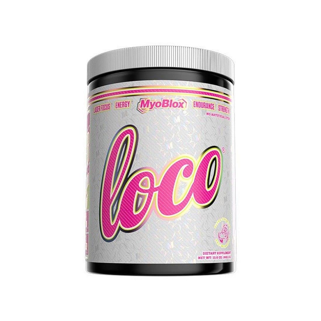 MyoBloxLoco Pre-Workout Nitric Oxide Supplement | Extreme Muscle Pumps & Enhanced Vascularity | Boosts Energy, Focus & Intensity | 400mg of Natural Caffeine per Scoop Watermelon Candy