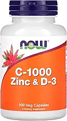 NOW Foods Vitamina C-1000 Zinco e D3 100 Cáps Importado