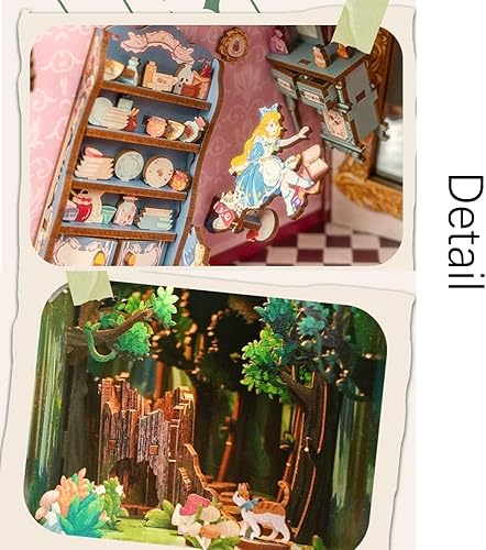 Miniatura 6 de Kit de rincón de libros, rompecabezas de madera 3D con sensor de cuerpo humano, luz LED, kit de inserción de estantería de bricolaje, crea un