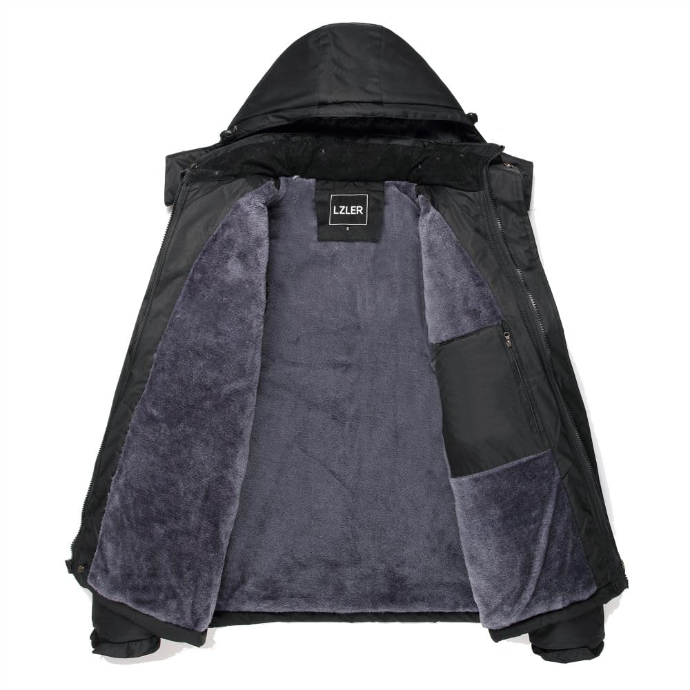LZLER Winterjacke Herren Skijacke Wasserdicht Windbreaker Kapuze