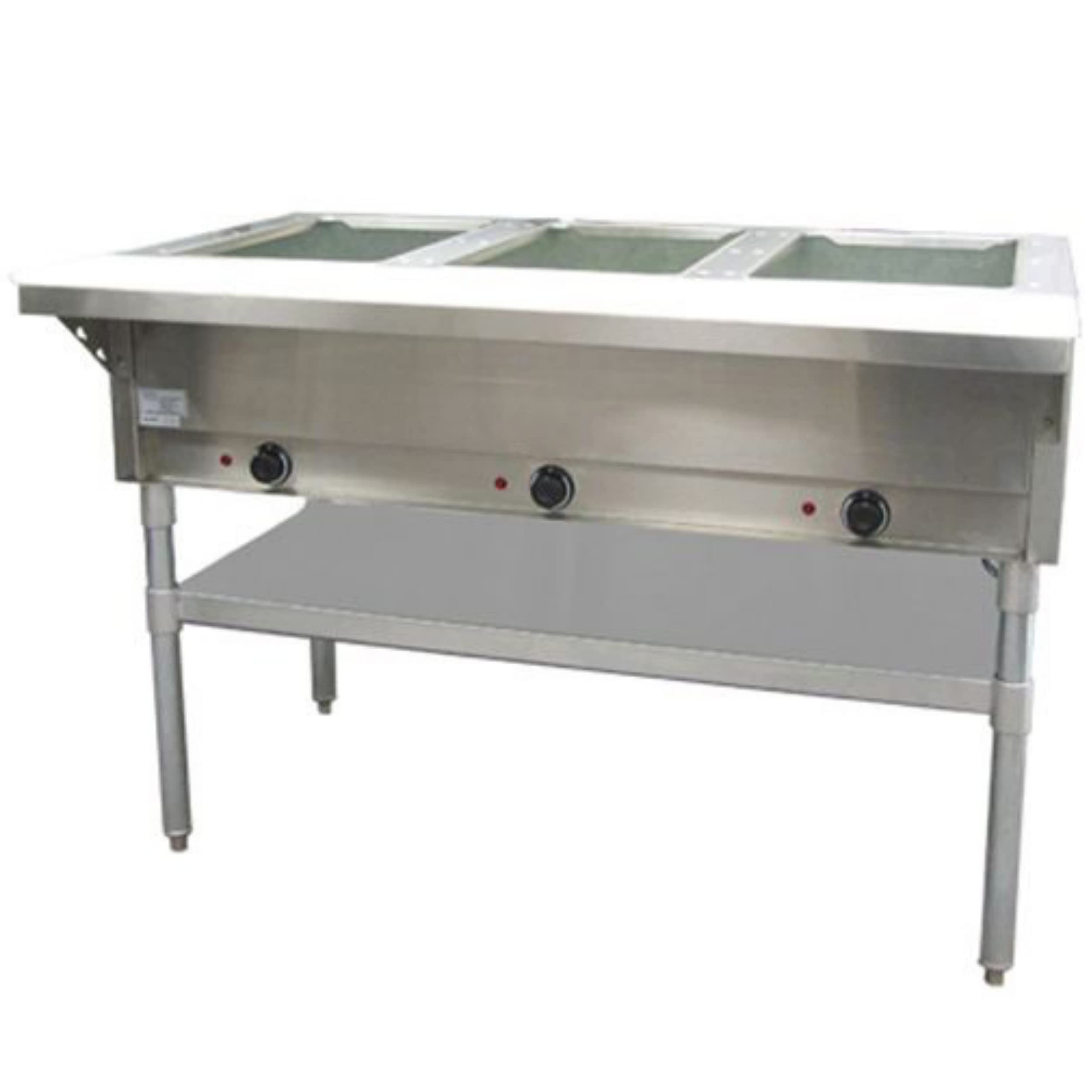 FSE ST-120/3 48' Open Well Steam Table Electric with Three Wells, Cutting Board, Stationary