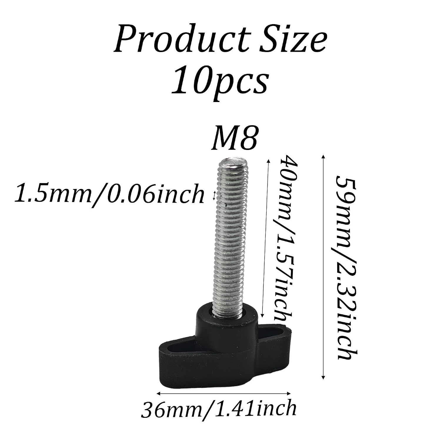 10Pcs M8 x 40mm Clamping Screw Knob, T-Shaped Wing Adjustable Thumb Screws Handle for Quick Remove, Hand Tightening Knob Replacement