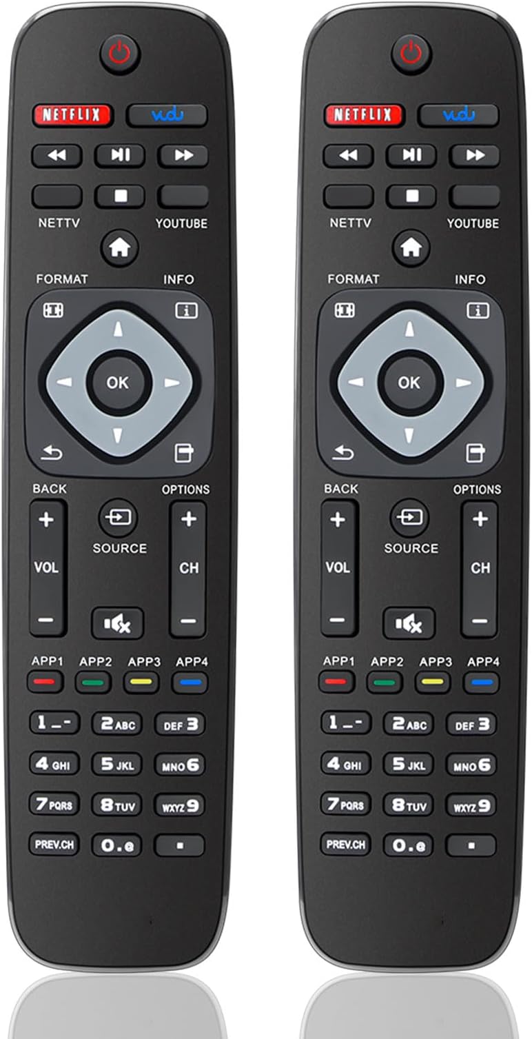 (2-Pack) for Philips TV Remote Replacement, Compatible with All Philips LED/LCD/HDTV/UHD Smart TVs (NH500UP)