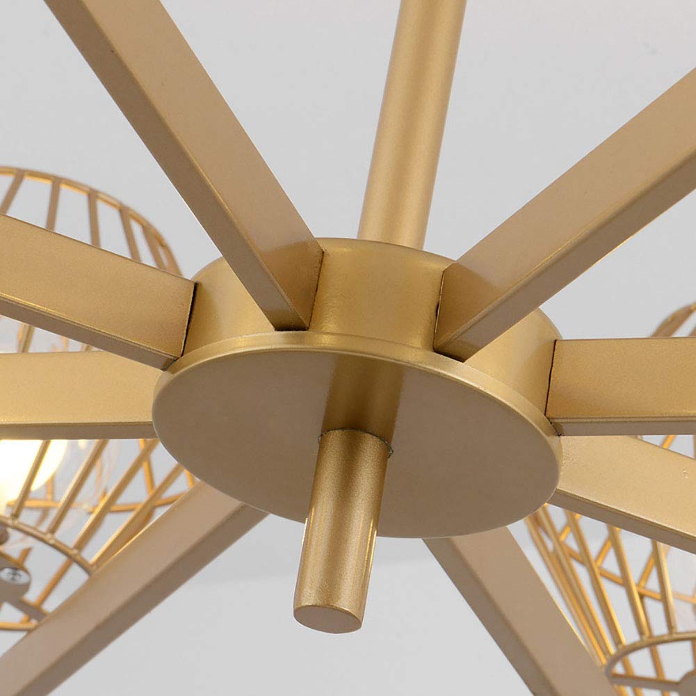Lampadario Moderno Dorato a 8 luci Sputnik Mid Century, Lampada a Sospensione Industriale in Ferro per Cucina, Sala da Pranzo, Soggiorno - Dorato È così Gentile da Parte Tua
