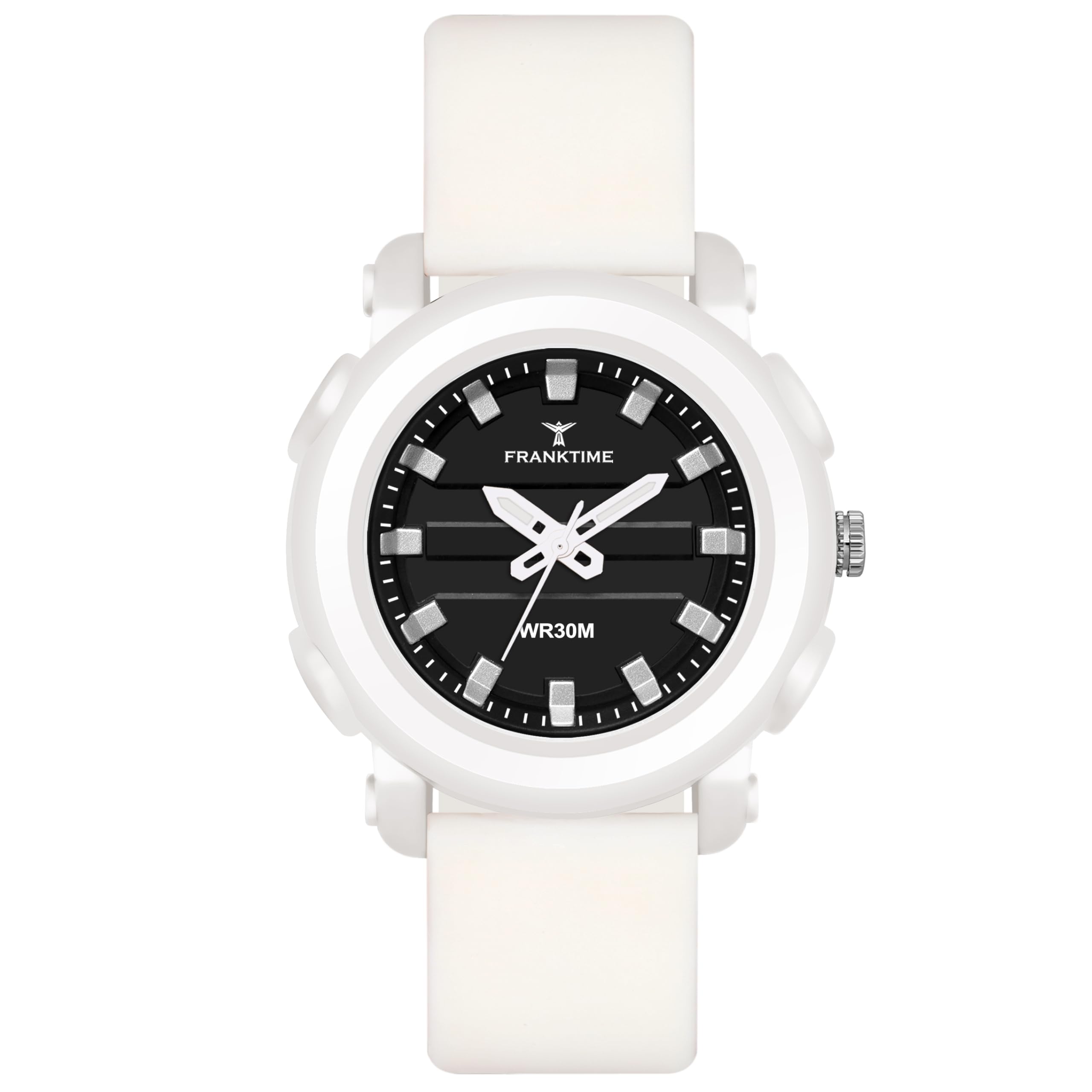 franktime Midnight Flex Series Mens Watch | White Silicone Strap with White Round Dial | Analog Watch for Kids-picture-41