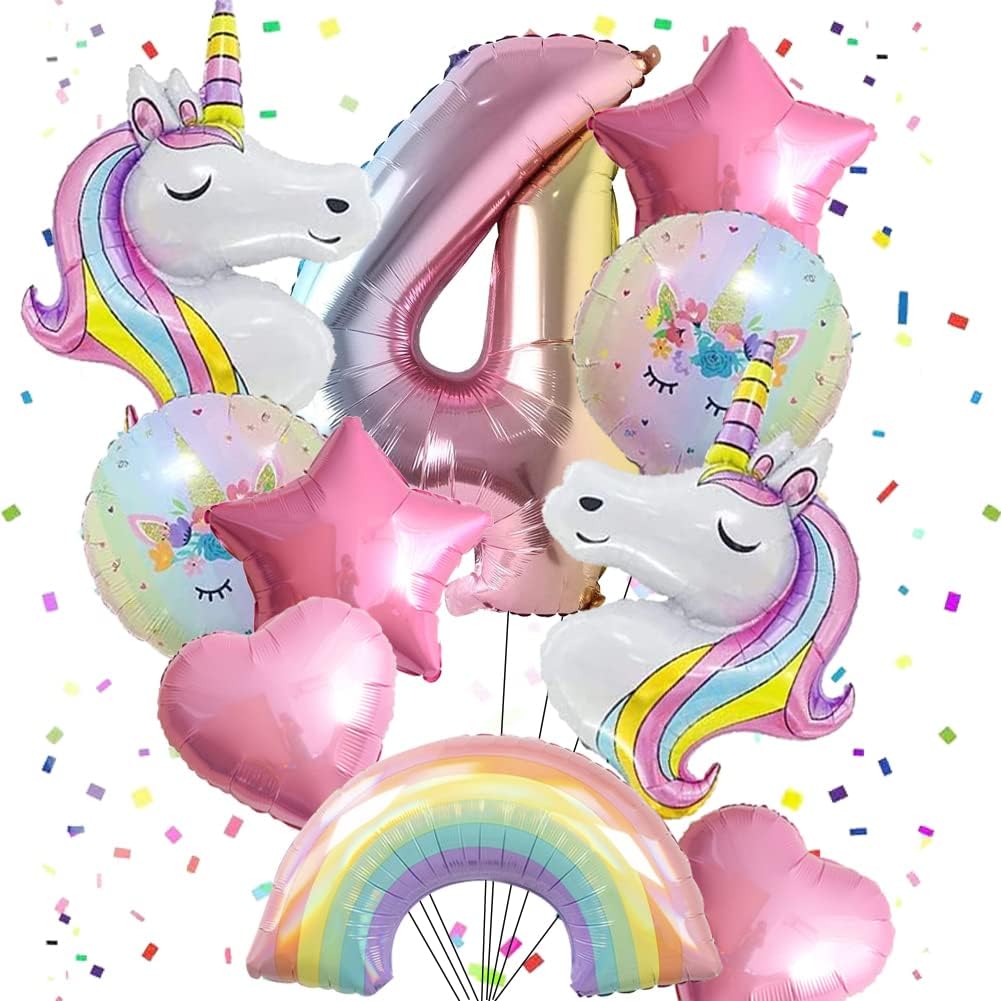 Unicorn Balloons Unicorn Birthday Party Decorations for Girls Foil Balloons Set Macaron and Rainbow Balloon Wedding Baby Shower Party Supplie (number 9) image 4