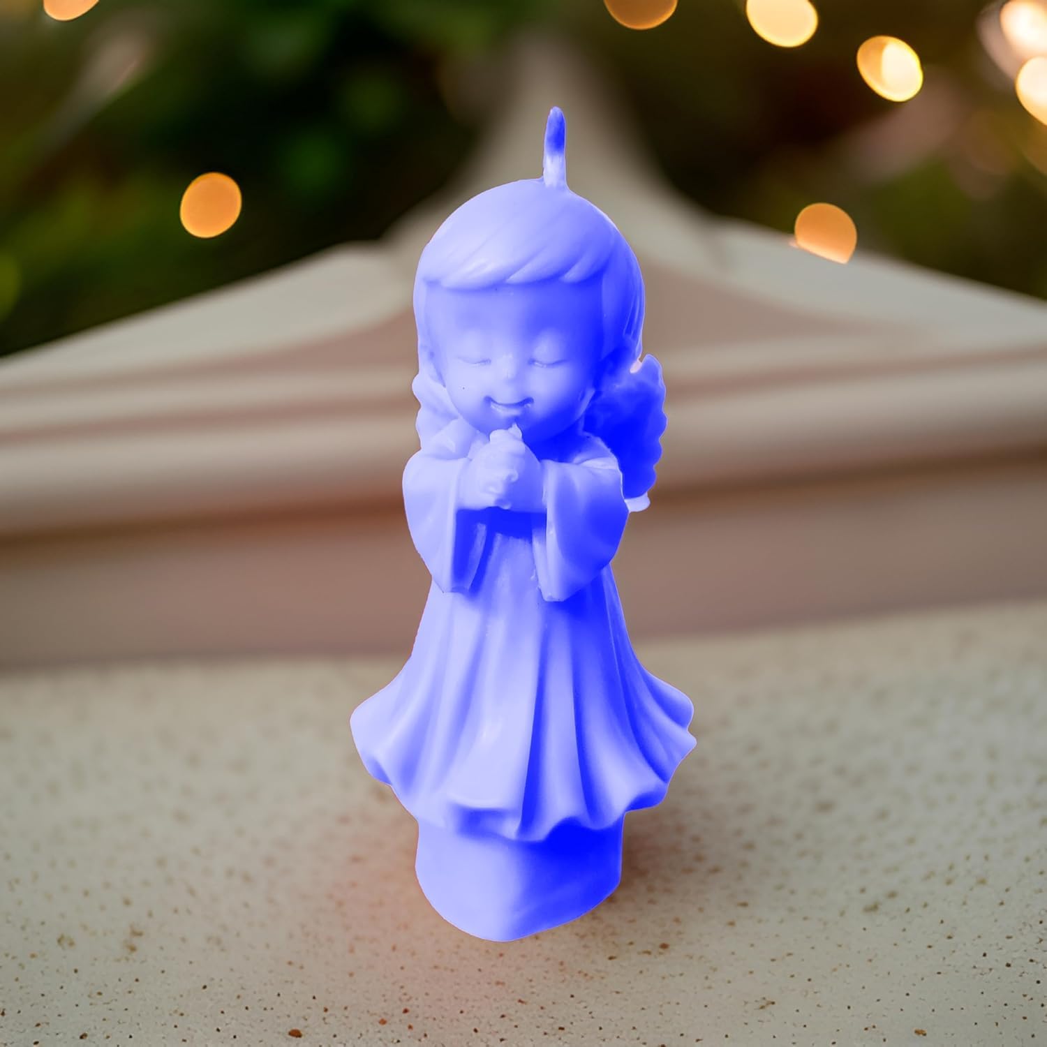 Angel Candle, Romantic Night Home Decor, Lighted Candle Holder, Set of 1, Blue