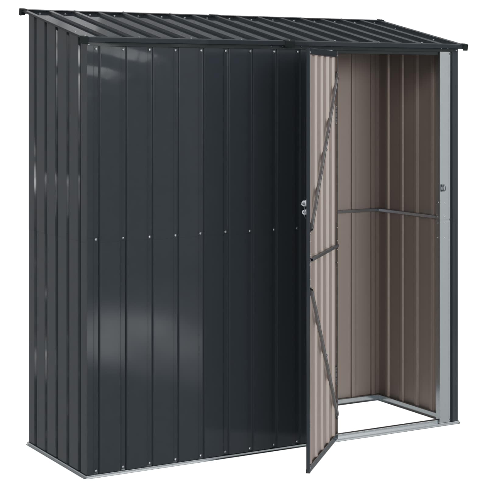 Domek ogrodowy, antracyt, metalowy, 203,5 x 73 x 200 cm, z miejscem do przechowywania, zamykany, odporny na warunki atmosferyczne, na taras, podwórko, balkon, domek na narzędzia, do przechowywania