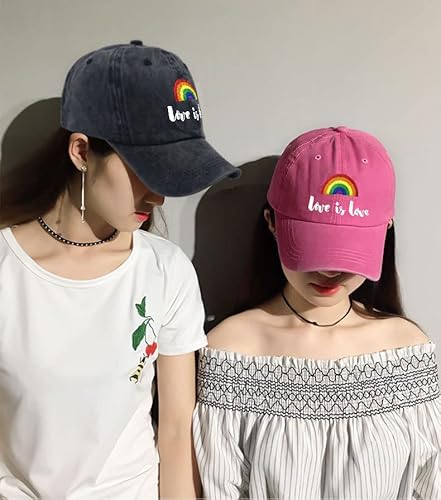 Pride Hat 2 Pack Love Is Love Rainbow Hats Adjustable Lgbt Baseball Cap With Pride Rainbow Bracelet #TOP3