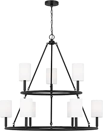 Scott Living 9-Light Egmont Traditional Chandelier Midnight Black DJC1099MBK, Modern Dining Room Light Fixture for Room Decor, Chandelier for Dining Room or Living Room Can Use LED Light Bulbs