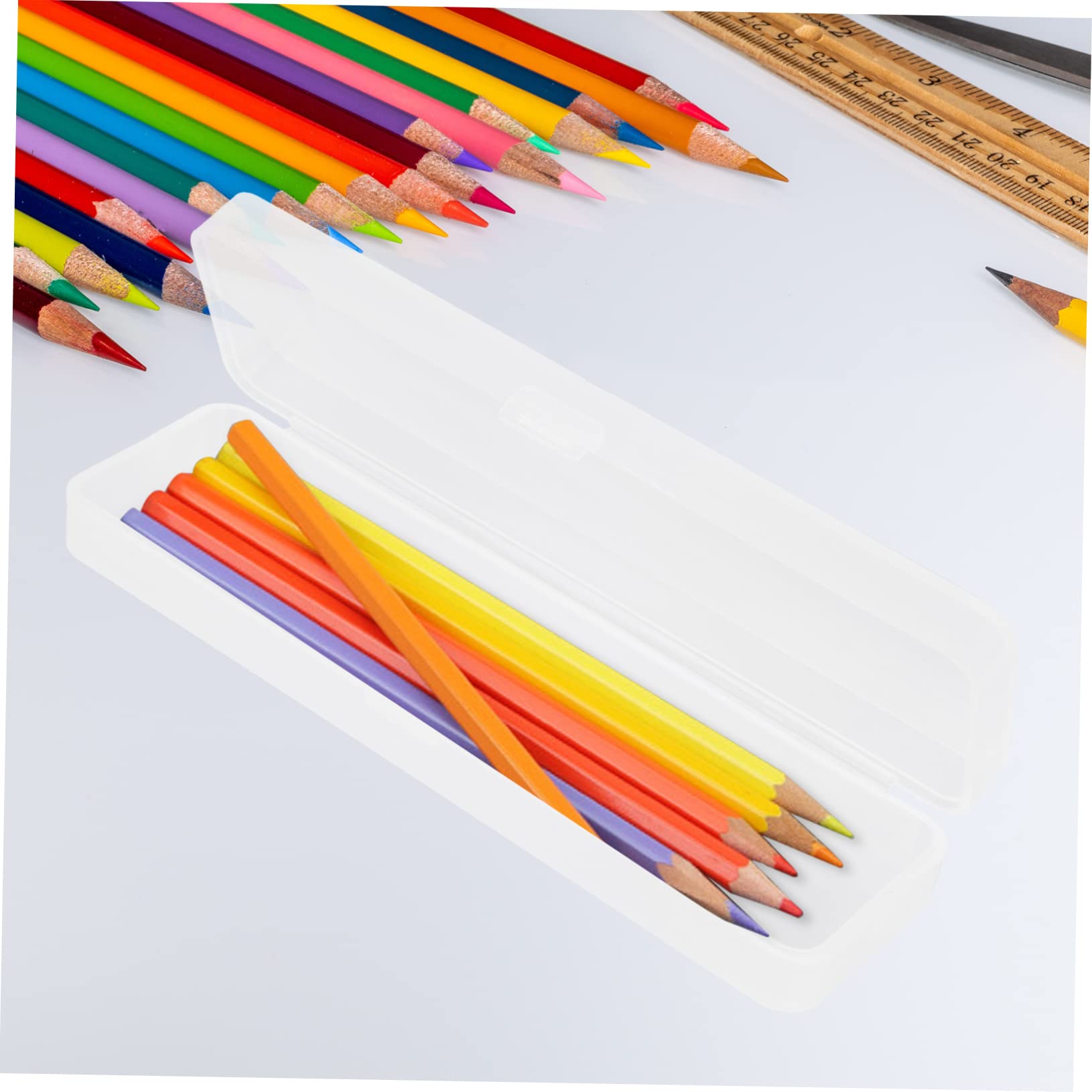 Lurrose 25pezzi Portaoggetti Oblonghe Trasparenti Per Cancelleria e Penne Contenitori Pratici Per Scrivania Casa e Scuola Design e Spazioso Per Manicure e