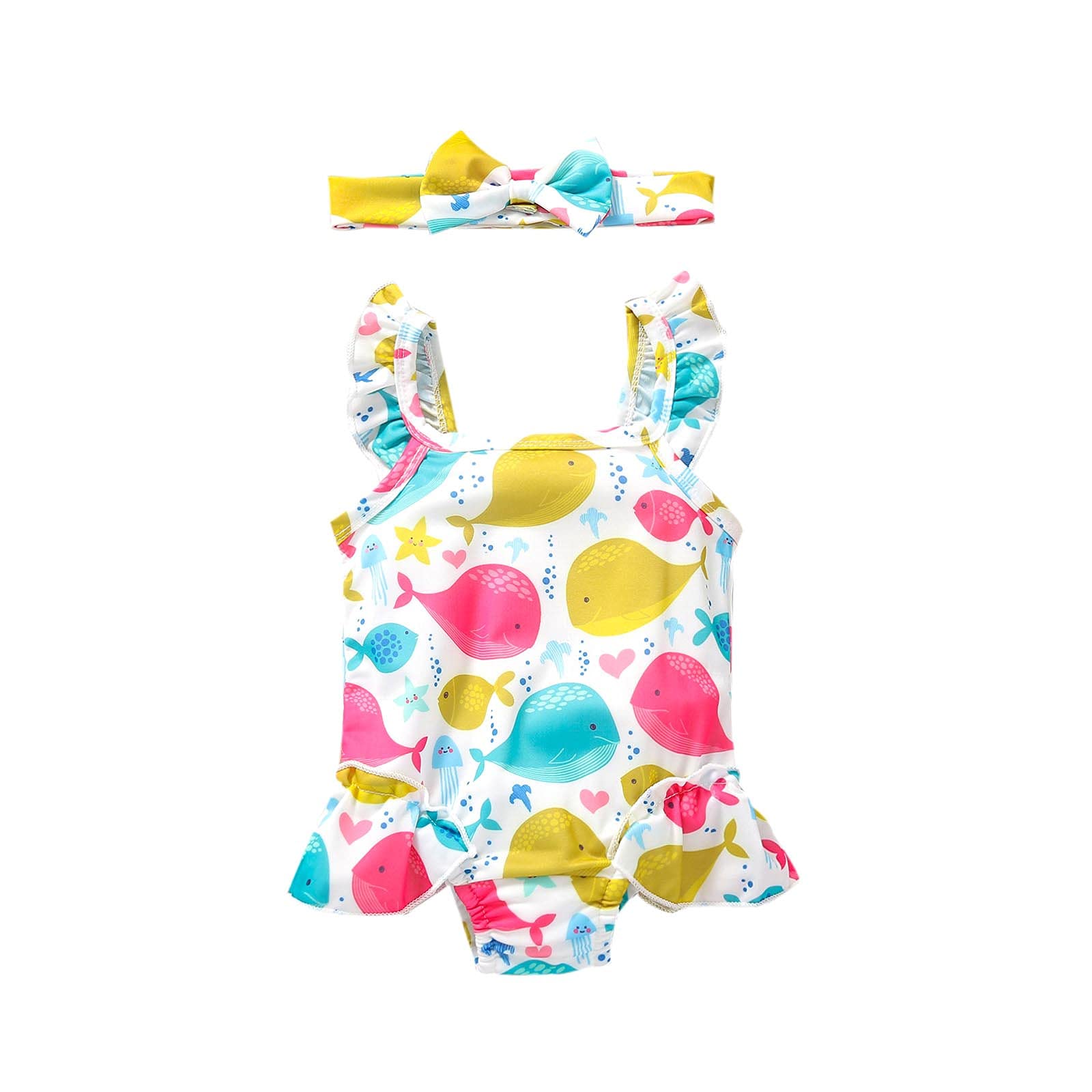 Buy Kids Baby Girl One Piece Swimsuit Ruffled Floral Swimwear Bathing