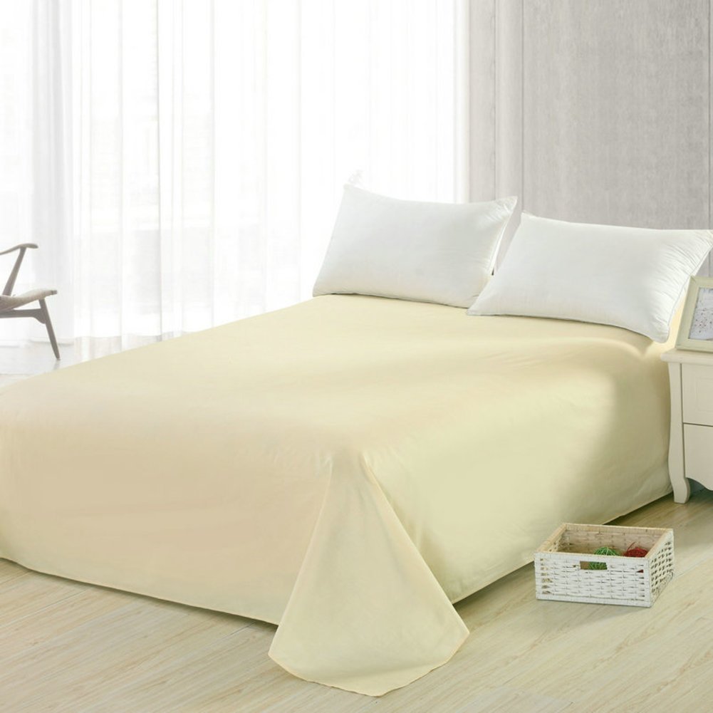 Drap plat pur coton lit double 245x270 cm de qualité supérieure grand confort
