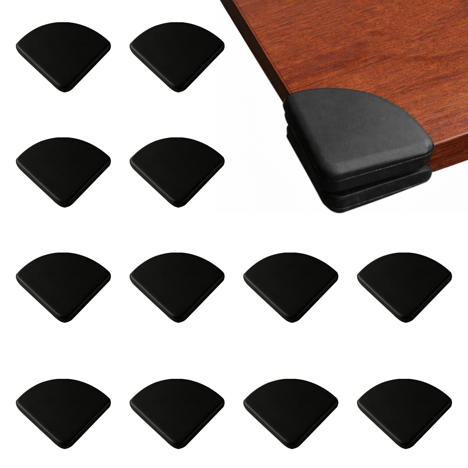 LgCiXli Juego de 12 protectores de esquinas para bebé, color negro, resistentes a los golpes, de silicona suave, para muebles y mesas, protección infantil con cinta adhesiva 3M fuerte sin residuos
