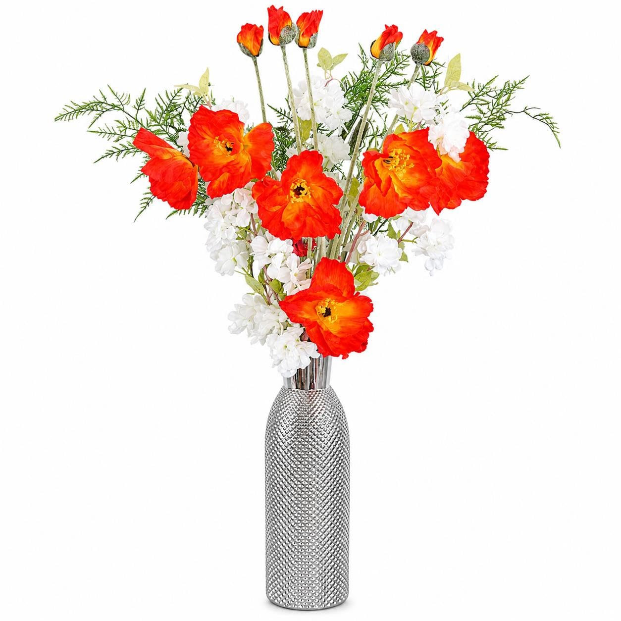 Leaf Design Artificial Flower Display with Vase