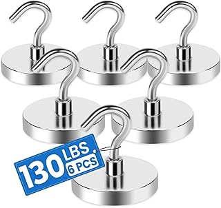 LOVIMAG Magnetic Hooks for Cruise Cabins, 130LBS Strong Magnet Hooks Heavy Duty, Powerful Neodymium Magnets for Cruise Must Haves, Metal Magnets for Ship Wall, Ceiling, Refrigerator- 6 Pcs