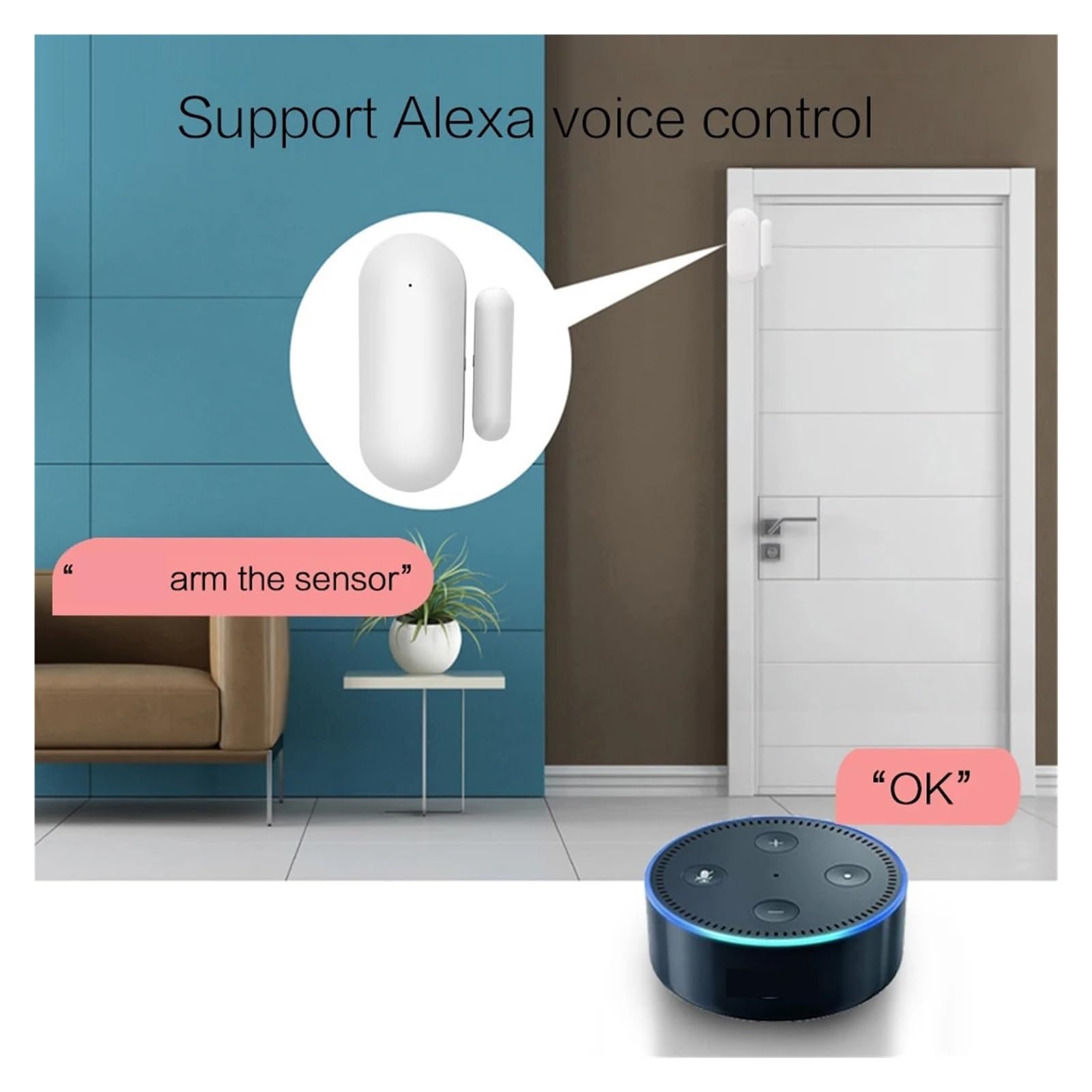 Tuya – Capteur De Porte WiFi for Maison Intelligente, Détecteur D'ouverture Et De Fermeture, Système D'alarme De Protection De Sécurité(A)