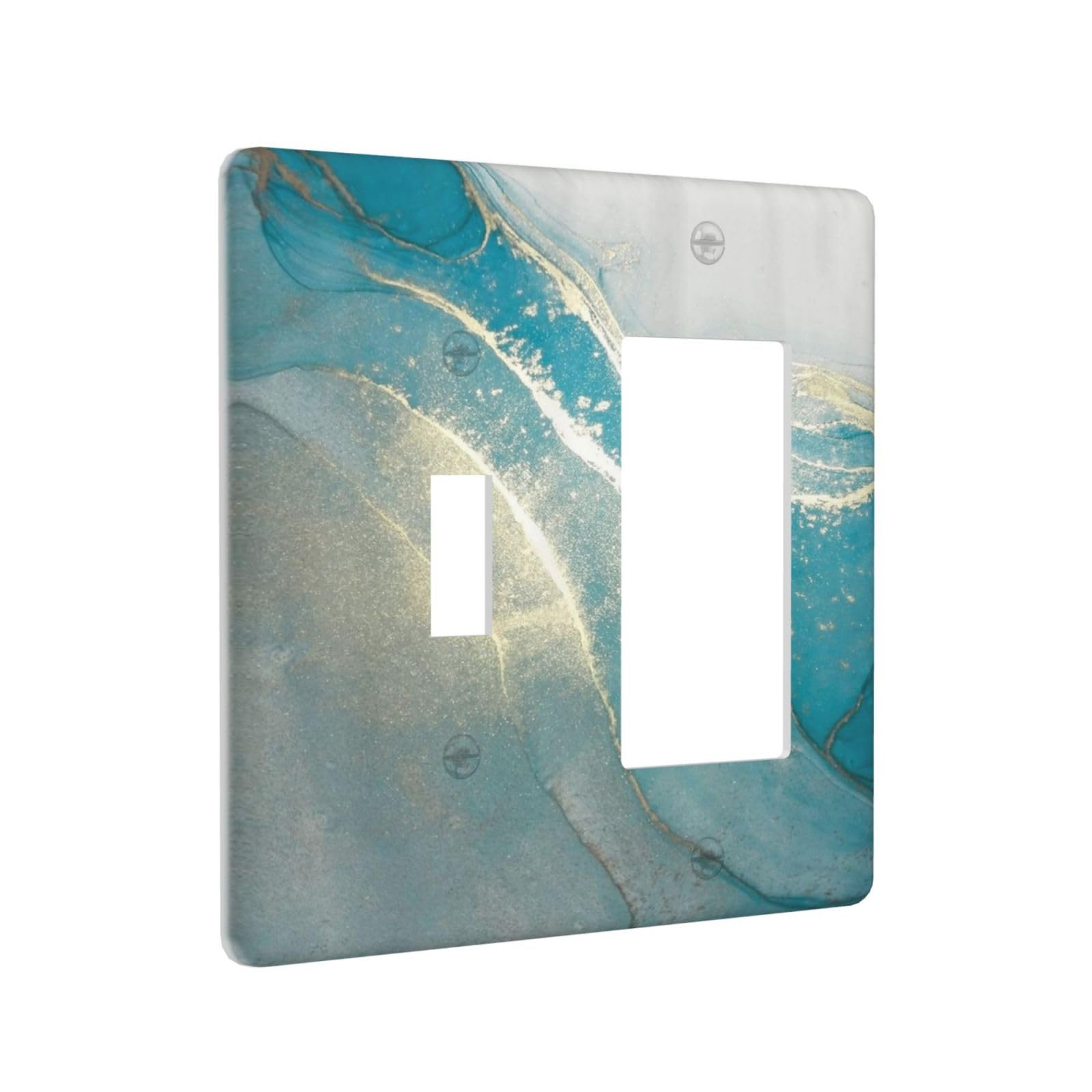 Modern Abstract Turquoise Blue Teal Marble 2 Gang Single Toggle Rocker Combination Light Switch Cover Decorative Wall Plate Cover Electrical Faceplate Switchplate for Bathroom Bedroom Kitchen Decor-image-18