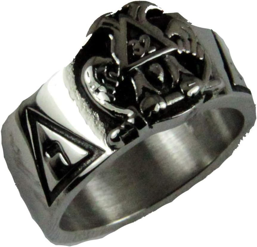 The Quiet Witness T68 Stainless Steel Scottish Rite Ring 14 & 32 Degree Mason 14th 32nd Masonic Jewelry Gift