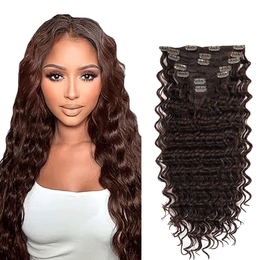 Deep Wave Clip In Extensions Echthaar Perücke Damen Human Hair Extensions #4 Chocolate Brown Menschliches Haar Bundles With Minimal Shedding For Women 18 Inch