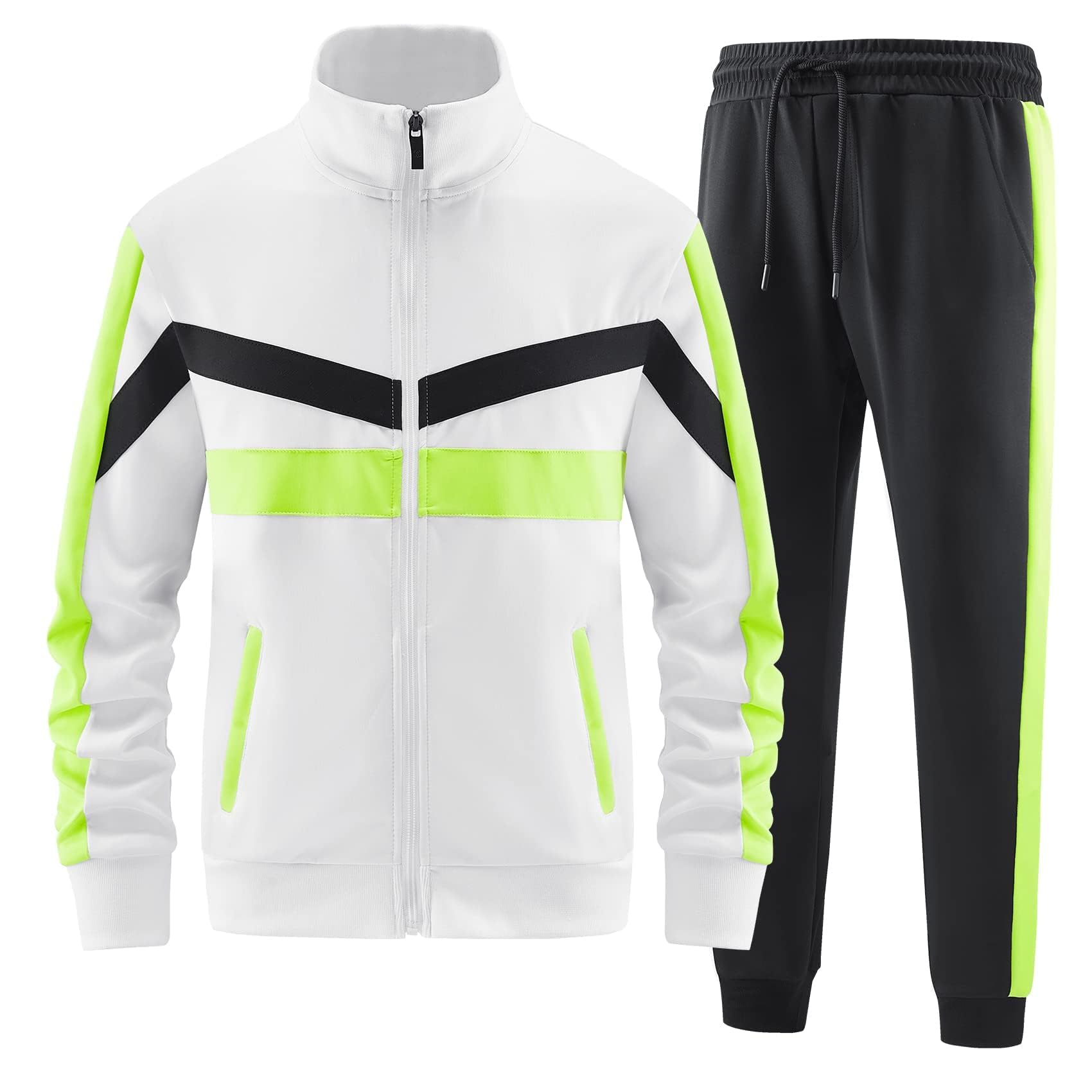 ANOTWENER Herren Trainingsanzüge Sets lässig lange Ärmel voller Reißverschluss Jacke und Jogginghose Jogginganzug Sport Outfits