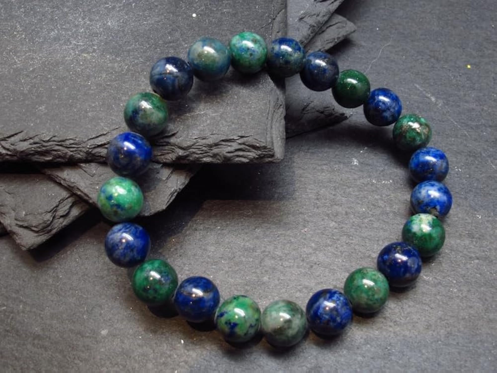 Unisex Natural Dioptase Chrysocolla Malachite 8mm Beads Stretchable Bracelet