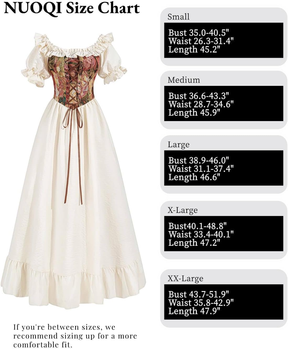 Nuoqi Renaissance Corset Dress for Women Medieval Costume Off Shoulder Bodice Gown Cottagecore Dress - Image 6