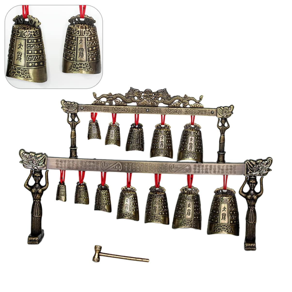 Strumenti Cinesi in Bronzo Doppia Strata, Tradizionali Arte Popolare Cinese, Campanelli Cinesi Eolici, Musicale Cinese a Percussione Strumento decorazione, Viaggiare Souvenir