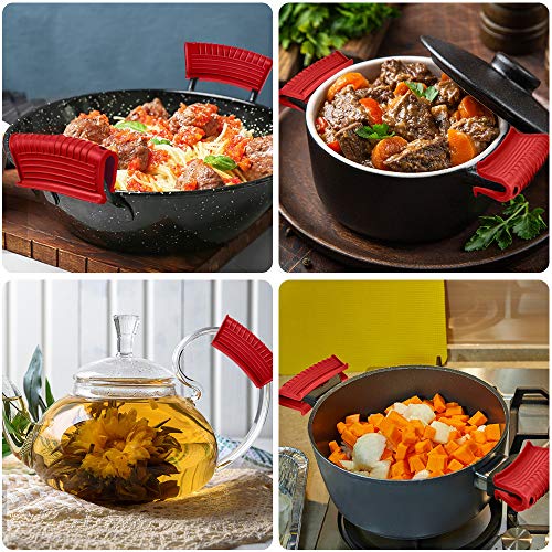 Silicone Assist Handle Holder, Hot Skillet Handle Covers Pot Grip Handle Sleeve Cast Iron Skillets Non-Slip Heat Resistant Pan Grip Cover For Cast Iron Woks Frying Pans Griddles Skillets (Red) #TOP6