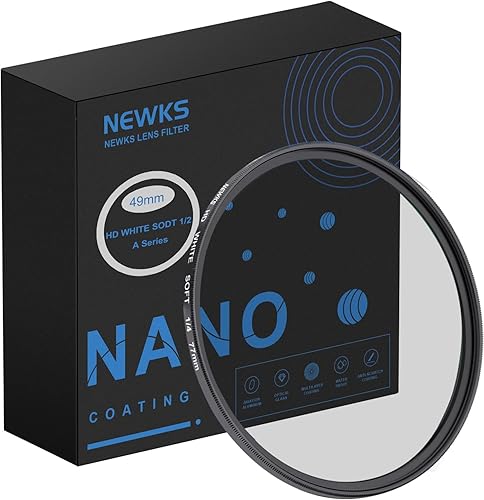 Vista 28 de NEWKS Filtro de efecto cinematográfico de ensueño de niebla de 1/4 de difusión blanca suave de 3.228 in, vidrio óptico HD para fotografía