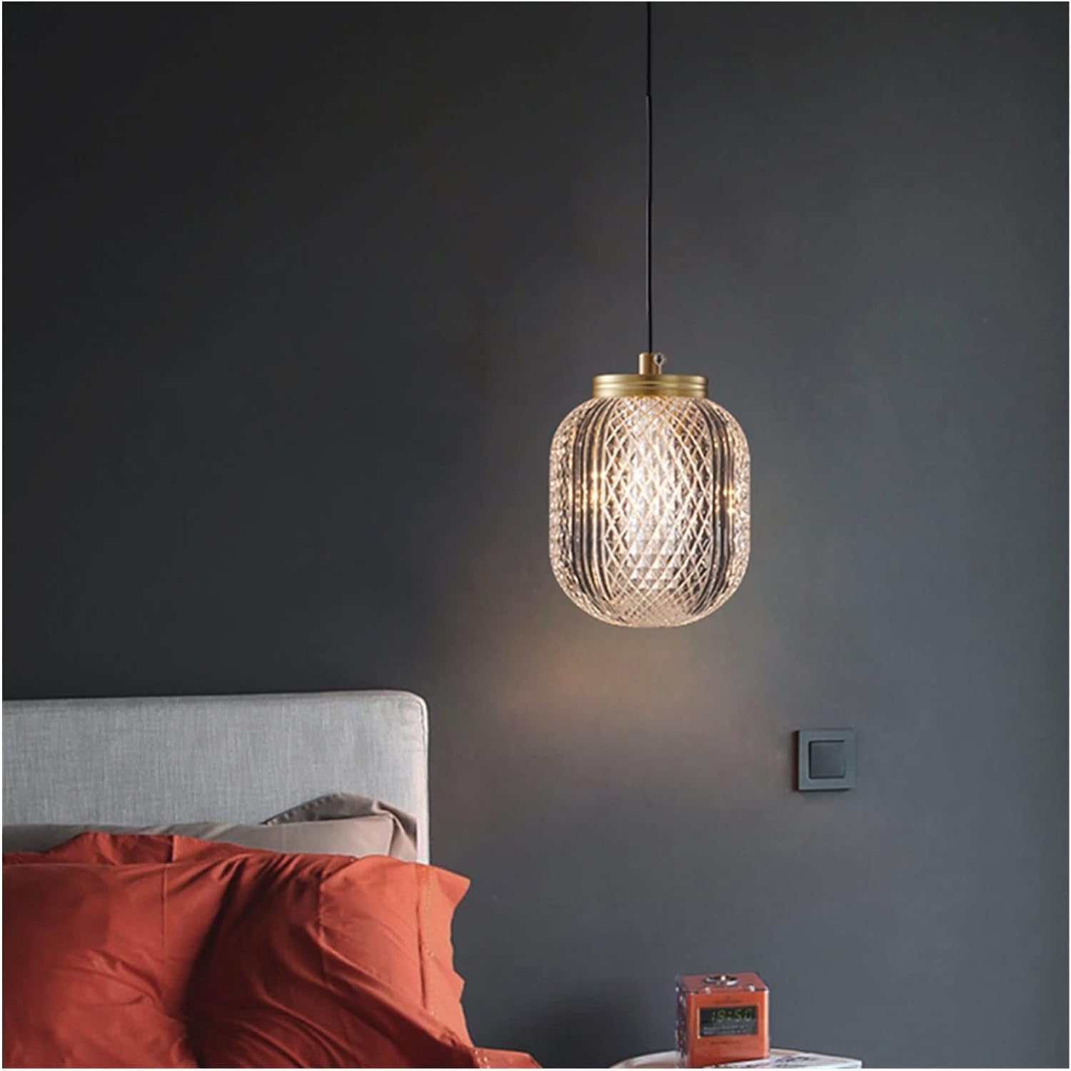 ASerZenith Copper Small Pendant Light Luxury Chandelier Indoor Led - Bedside Light,Coldwhite-10Cm