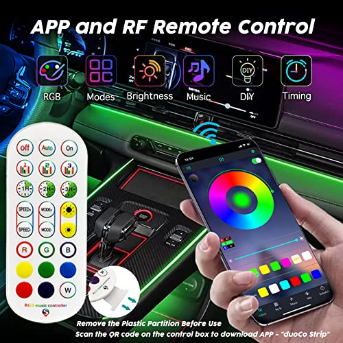 Samgchi Usb Car Led Lights, Interior Car Lights Strip With App And Rf Remote Control, 2 In 1 Car Ambient Lighting With 157 Inches Fiber Optic Music Sync Simple Installation El Wire Lights For Car #TOP2