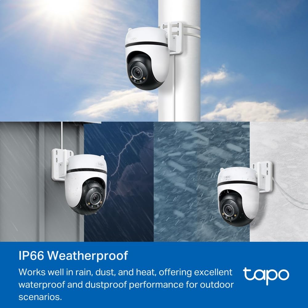 Tapo C52A 360° Überwachungskamera Außen, 2K 4MP, Starlight Farbe Nachtsicht, KI-Erkennung, Bewegungsverfolgung, WLAN oder Ethernet, microSD-Karte bis zu 512 GB