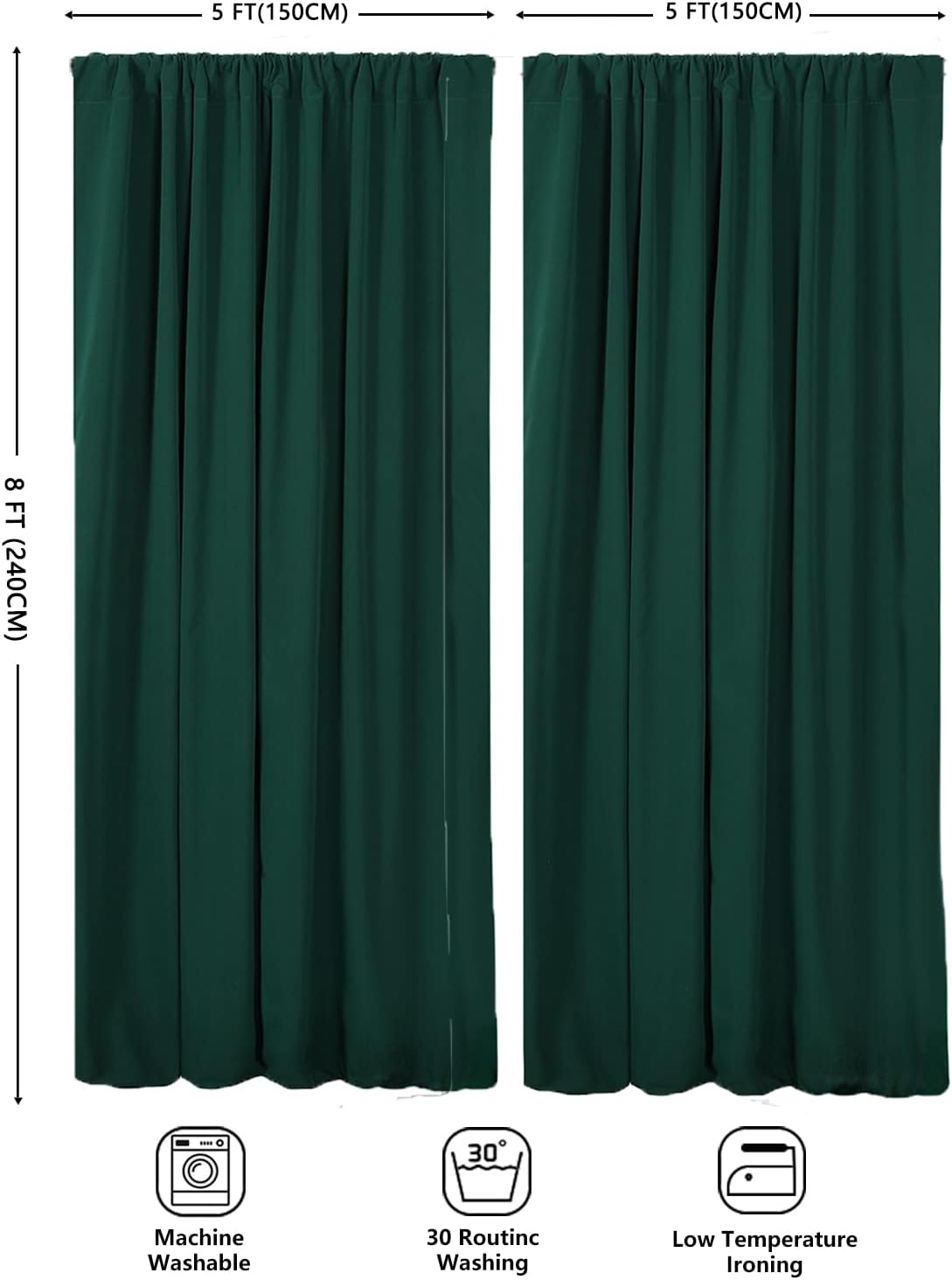 Green Backdrop Curtain for Parties Polyester Backdrops Photo Drape 10FTx8FT Outdoor Wedding Baby Shower Photography Background Photo Decor St. Patrick's Day